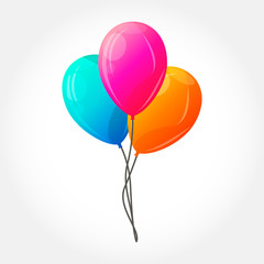 Set of colorful round vector kids balloons.