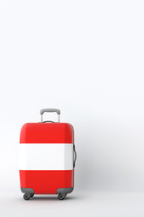 Travel suitcase with the flag of Austria. Holiday destination. 3D Render