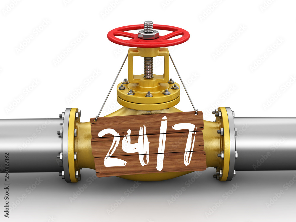 Poster pipeline with 24/7. image with clipping path