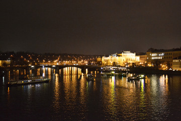 Obraz premium night Prague, Charles Bridge, Christmas Prague
