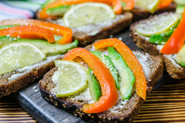 Diet sandwich with vegetables