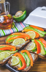 Diet sandwich with vegetables