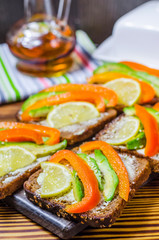 Diet sandwich with vegetables