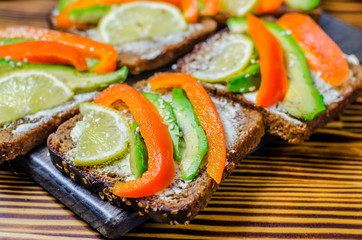 Diet sandwich with vegetables