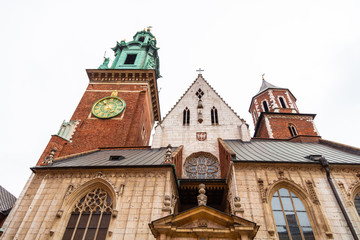 Fototapeta na wymiar The Royal Archcathedral Basilica of Saints Stanislaus and Wenceslaus in Wawel Castle in Krakow, Poland