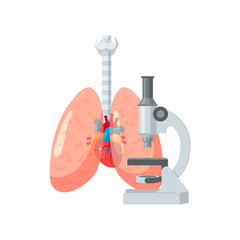 Lungs diagnostic vector design in flat style