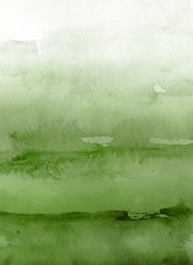 Green ink and watercolor textures on white paper background. Paint leaks and ombre effects. Hand painted abstract image. © artistmef