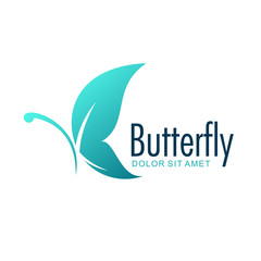 Butterfly blue logo design template