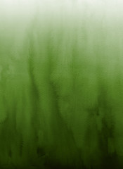 Green ink and watercolor textures on white paper background. Paint leaks and ombre effects. Hand painted abstract image. © artistmef