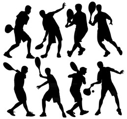 tennis player silhouette vector, collage artwork