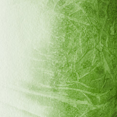 Fototapeta premium Green ink and watercolor textures on white paper background. Paint leaks and ombre effects. Hand painted abstract image.