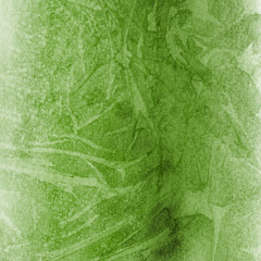 Naklejka premium Green ink and watercolor textures on white paper background. Paint leaks and ombre effects. Hand painted abstract image.