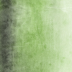 Green ink and watercolor textures on white paper background. Paint leaks and ombre effects. Hand painted abstract image.