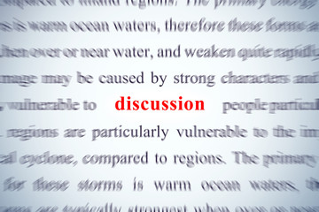 discussion word, concept on focus
