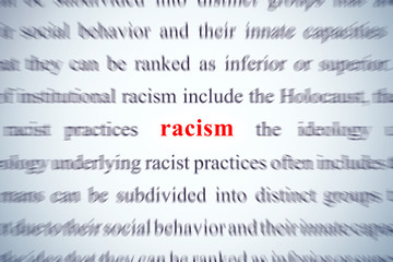 racism word, concept on focus