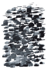 Watercolor abstract art black & white. Abstract background.