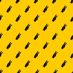 Hand showing victory sign pattern seamless vector repeat geometric yellow for any design