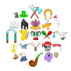 Fototapeta premium Fantasy icons set. Cartoon set of 25 fantasy vector icons for web isolated on white background