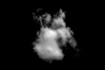 White cloud isolated on black background, Fluffy texture , Abstract smoke