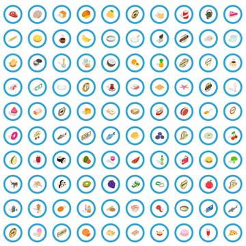100 bakehouse icons set in isometric 3d style for any design vector illustration