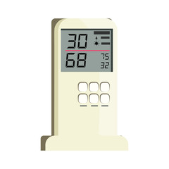 Air conditioner remote control vector. Temperature, humidity, climate control. Thermometer concept. Vector can be used for topics like domestic appliance, climate control equipment, technology