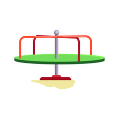 Children spinning merry-go-round vector. Playground, carousel, roundabout. Childhood concept. Vector illustration can be used for topics like entertainment, leisure, outdoor activity