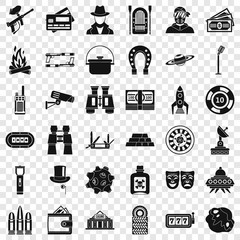 Active games icons set. Simple style of 36 active games vector icons for web for any design