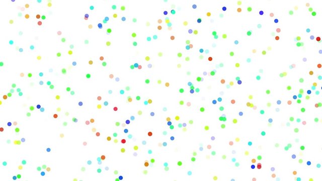 Colorful dots moving in abstract pattern. Background animation with floating round shapes on white.
