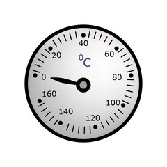 Industrial thermometer vector. Temperature, boiler room, heating pipe thermometer. Thermometer concept. Vector illustration can be used for topics like industry, measurement, engineering