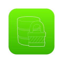 Blocked database icon green vector isolated on white background