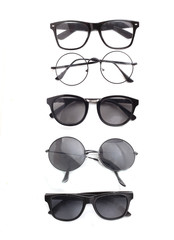 set of glasses on a white background