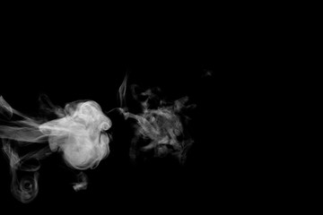 Fototapeta na wymiar white smoke isolated on black background, abstract powder, water spray, Add smoke effect