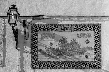Alfama wall ceramic map in Lisbon, Portugal