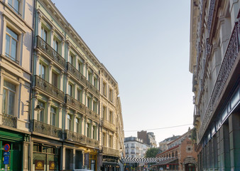 Fototapeta premium BRUSSELS, BELGIUM - August 27, 2017: Street view of old town in Brussels city, with a population of over 1.8 million, the largest in Belgium.