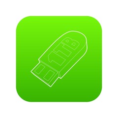 Flash drive icon green vector isolated on white background
