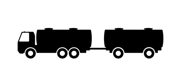 Silhouette of a truck with a trailer.