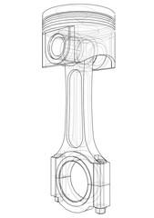 Sketch of piston. Vector rendering of 3d