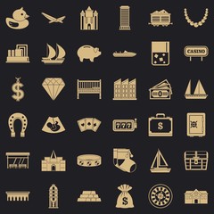 Riches icons set. Simple style of 36 riches vector icons for web for any design