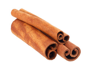 Cinnamon sticks isolated on white background without shadow