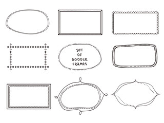 Set of 9 doodle frames on white background © veeksegal