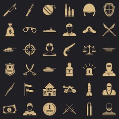 War weapon icons set. Simple style of 36 war weapon vector icons for web for any design