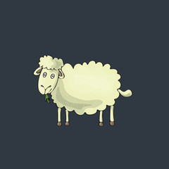 Sheep cute on gray background. Isolated cartoon vector character