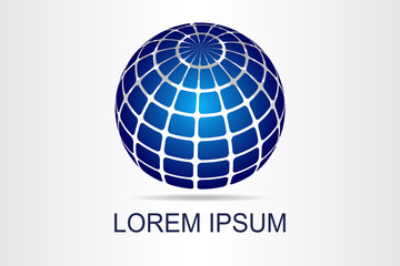 Abstract technology logo stylized spherical surface with abstract shapes. This logo is suitable for global company, world technologies, media and publicity agencies 