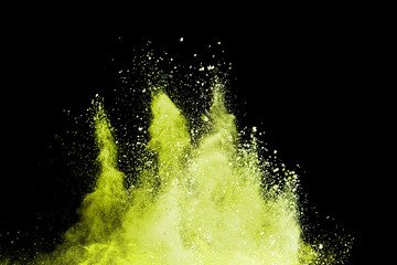 Abstract powder splatted background. Colorful powder explosion on white background. Colored cloud. Colorful dust explode. Paint Holi.