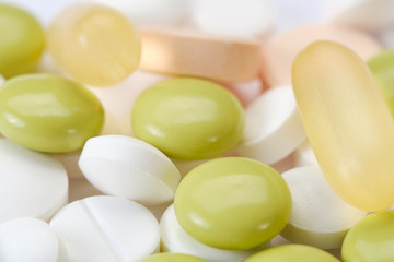 pills and tablets capsule isolated on white background