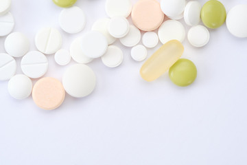 pills and tablets capsule isolated on white background