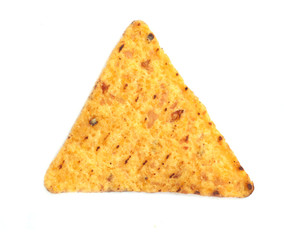 corn nacho chips on a white background
