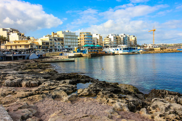 Fototapeta premium The Seafront Bugibba, St Paul's Bay, Malta