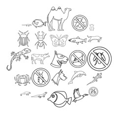 Proud animal icons set. Outline set of 25 proud animal vector icons for web isolated on white background