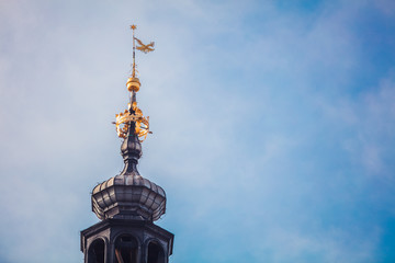 Fototapeta na wymiar closeup of Town Hall Tower in Krakow, Poland